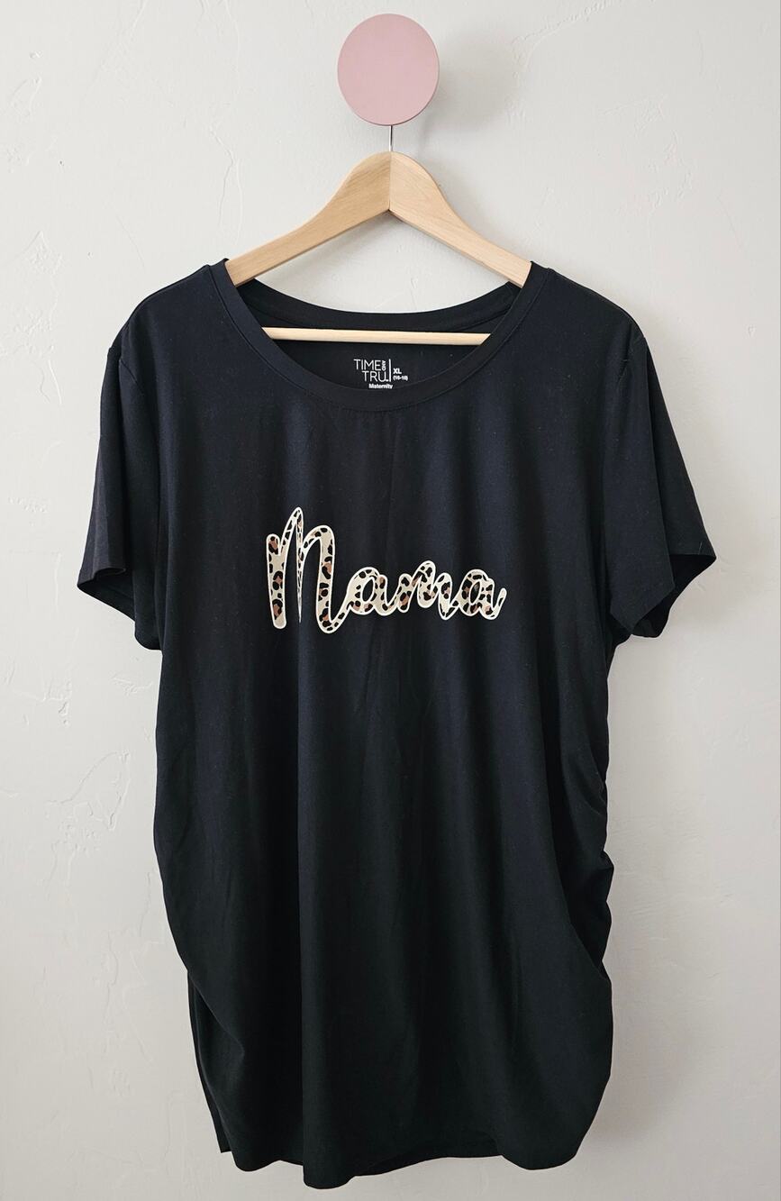 Time and Tru Mama Black Short Sleeve T-Shirt